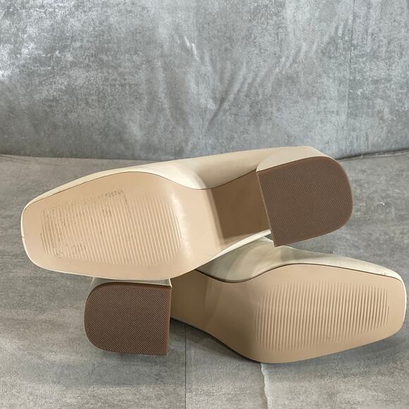 AQUA Women's Bone Leather Julie Square-Toe Block-Heel Booties SZ 6 - Picture 6 of 7